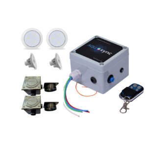 CAIXA DE COMANDO + 2UN DE LED DE 9W + 2 CX DE PASSAGEM P/ PISCINA DE VINIL