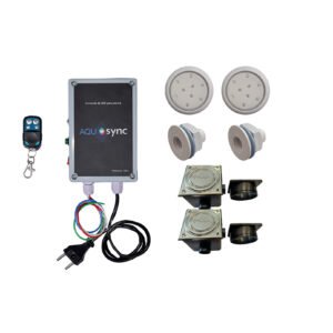 CAIXA DE COMANDO + 2UN DE LED DE 6W + CX DE PASSAGEM P/ PISCINA DE FIBRA