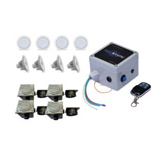 CAIXA DE COMANDO + 4UN DE LED DE 9W + 4 CX DE PASSAGEM P/ PISCINA DE VINIL