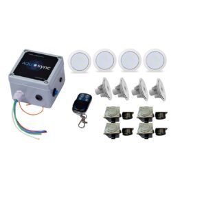 CAIXA DE COMANDO + 4UN DE LED DE 6W + 4 CX DE PASSAGEM P/ PISCINA DE VINIL