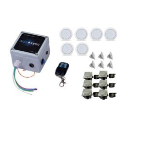 CAIXA DE COMANDO + 6UN DE LED DE 6W + 6 CX DE PASSAGEM P/ PISCINA DE VINIL